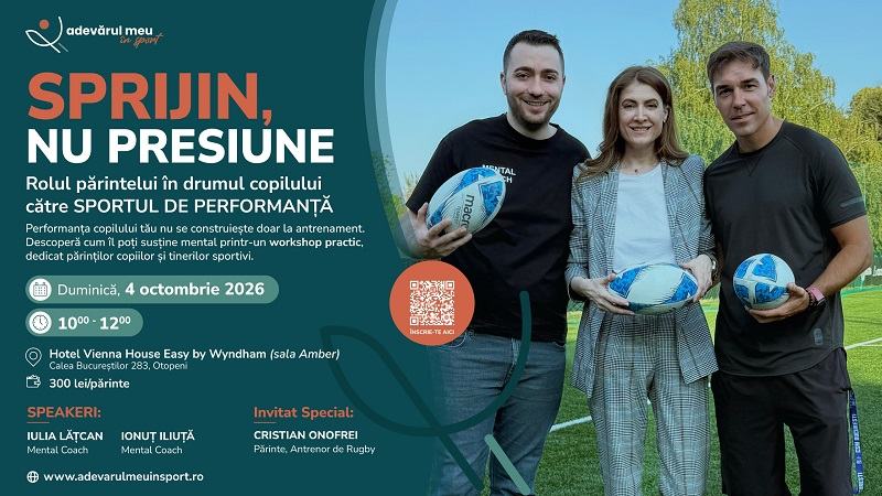 Sprijin, nu presiune - un workshop despre rolul parintelui in drumul copilului catre sportul de performanta